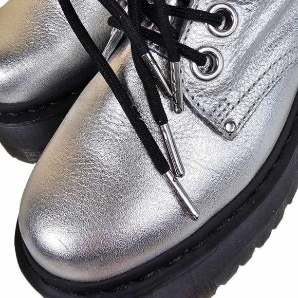 Dr. Martens Jadon MAX Platform Boots Metallic Silver Pebbled Leather Size 6 RARE - Picture 12 of 15